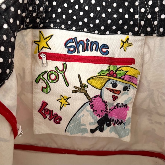 Brighton Snow Day Large Tote Snowman 100% Cotton Canvas “Happy Holidays” - Picture 5 of 7